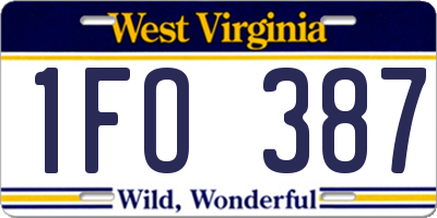 WV license plate 1FO387