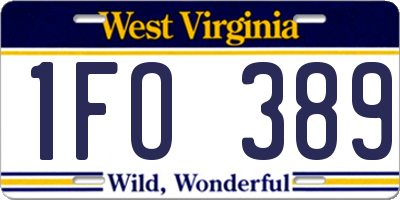 WV license plate 1FO389