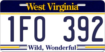 WV license plate 1FO392