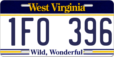 WV license plate 1FO396