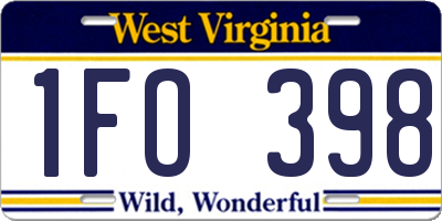 WV license plate 1FO398