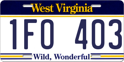 WV license plate 1FO403