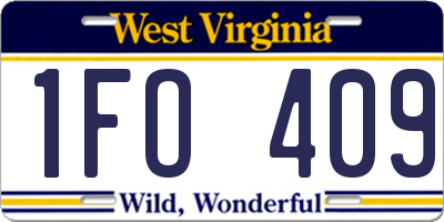 WV license plate 1FO409