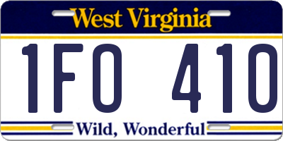 WV license plate 1FO410