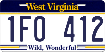 WV license plate 1FO412