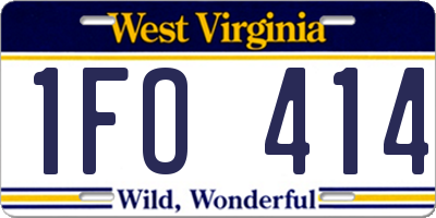 WV license plate 1FO414