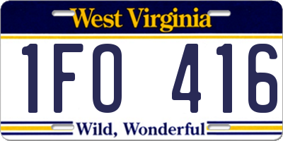 WV license plate 1FO416