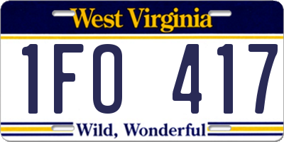 WV license plate 1FO417
