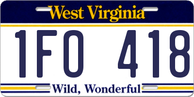 WV license plate 1FO418