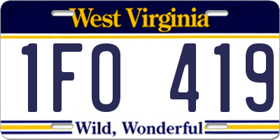WV license plate 1FO419