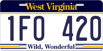 WV license plate 1FO420
