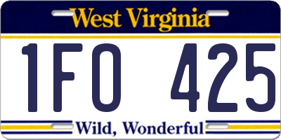 WV license plate 1FO425
