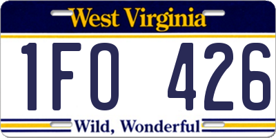WV license plate 1FO426