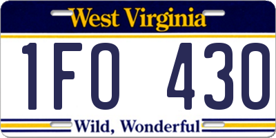 WV license plate 1FO430