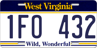 WV license plate 1FO432