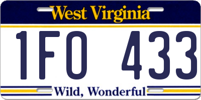 WV license plate 1FO433
