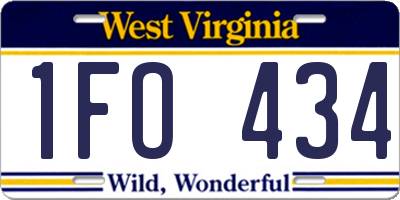 WV license plate 1FO434