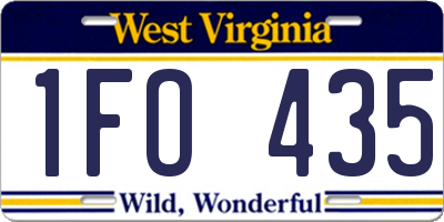 WV license plate 1FO435
