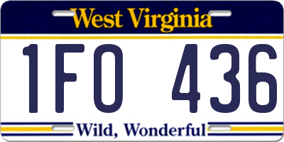 WV license plate 1FO436