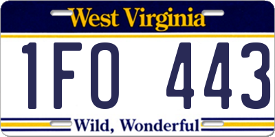 WV license plate 1FO443