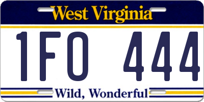 WV license plate 1FO444