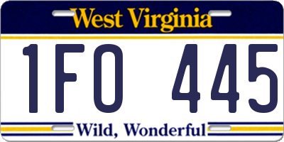 WV license plate 1FO445