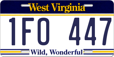 WV license plate 1FO447
