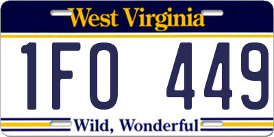 WV license plate 1FO449