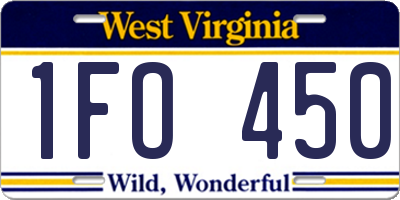 WV license plate 1FO450