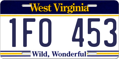 WV license plate 1FO453