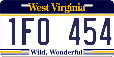 WV license plate 1FO454