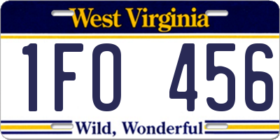 WV license plate 1FO456