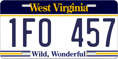 WV license plate 1FO457