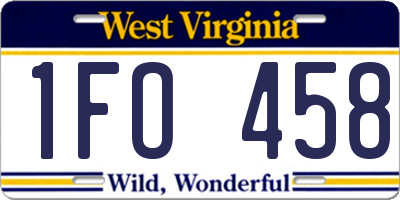 WV license plate 1FO458