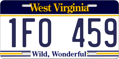 WV license plate 1FO459