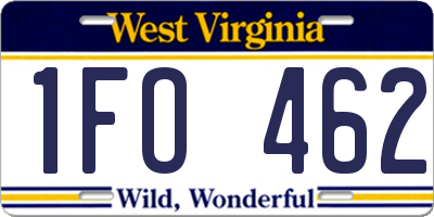 WV license plate 1FO462