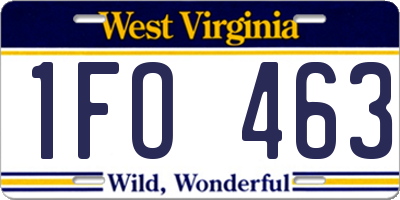 WV license plate 1FO463