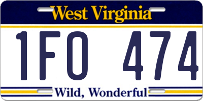 WV license plate 1FO474