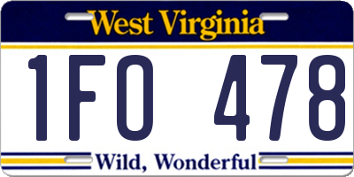 WV license plate 1FO478