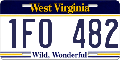 WV license plate 1FO482