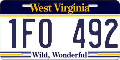 WV license plate 1FO492