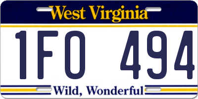 WV license plate 1FO494