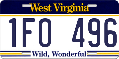 WV license plate 1FO496