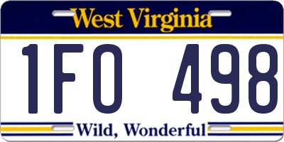WV license plate 1FO498