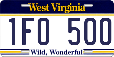 WV license plate 1FO500