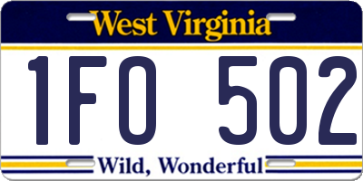 WV license plate 1FO502