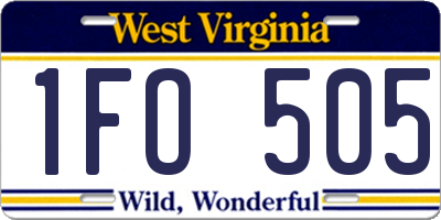 WV license plate 1FO505