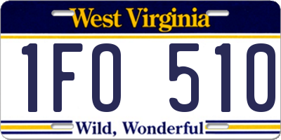 WV license plate 1FO510