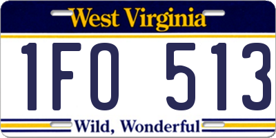 WV license plate 1FO513