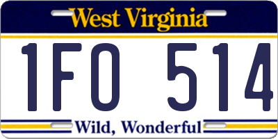 WV license plate 1FO514